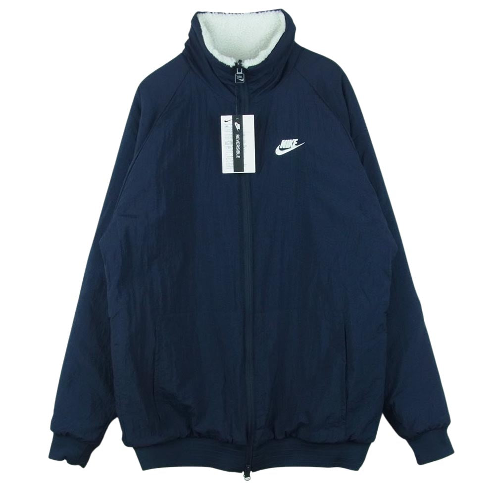 NIKE ナイキ BQ6546-114 BIG SWOOSH BOA JACKET ビッグ スウッシュ ボア フリース ナイロン リバーシブル ジャケット ホワイト系 ダークネイビー系 M【極上美品】【中古】