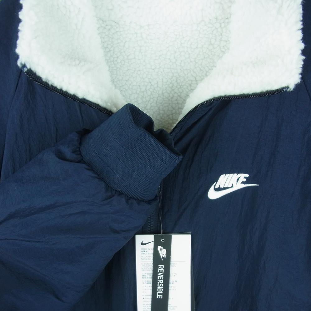 NIKE ナイキ BQ6546-114 BIG SWOOSH BOA JACKET ビッグ スウッシュ ボア フリース ナイロン リバーシブル ジャケット ホワイト系 ダークネイビー系 M【極上美品】【中古】