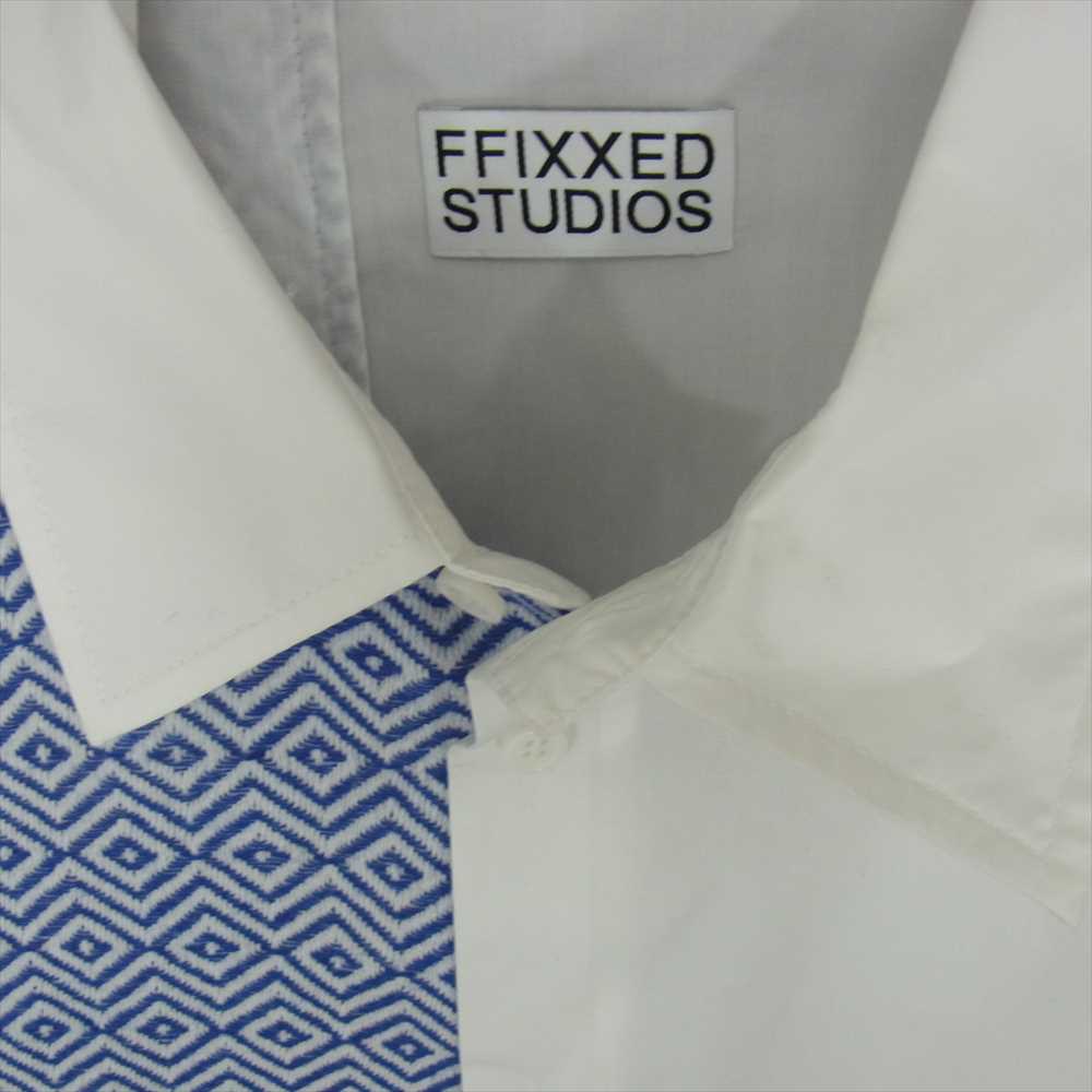 フィックスステュディオス 21SS SS21MENSHT04 TOWEL SHIRT タオルパネル 切替 フリンジ 長袖 シャツ ホワイト系 S【中古】