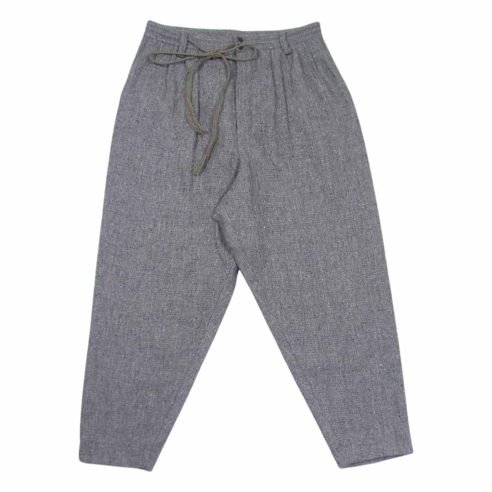 エドウィナホール リネンウール 3タック ワイド テーパード スラックスパンツ 紐 ブラウン系 S【中古】