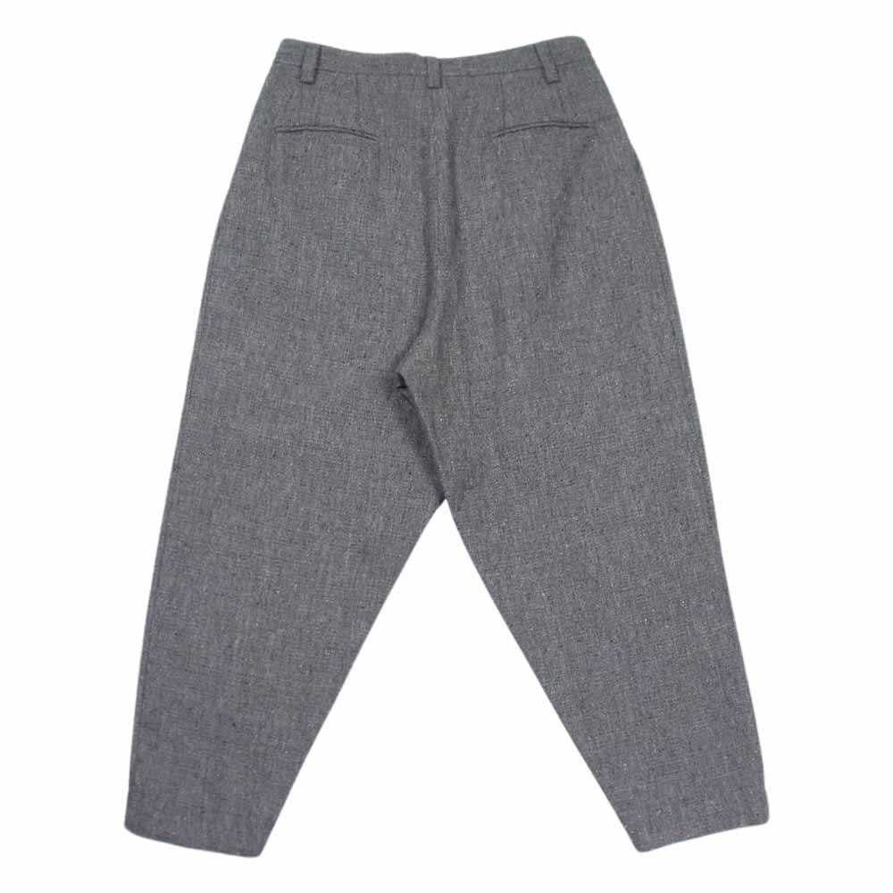 エドウィナホール リネンウール 3タック ワイド テーパード スラックスパンツ 紐 ブラウン系 S【中古】