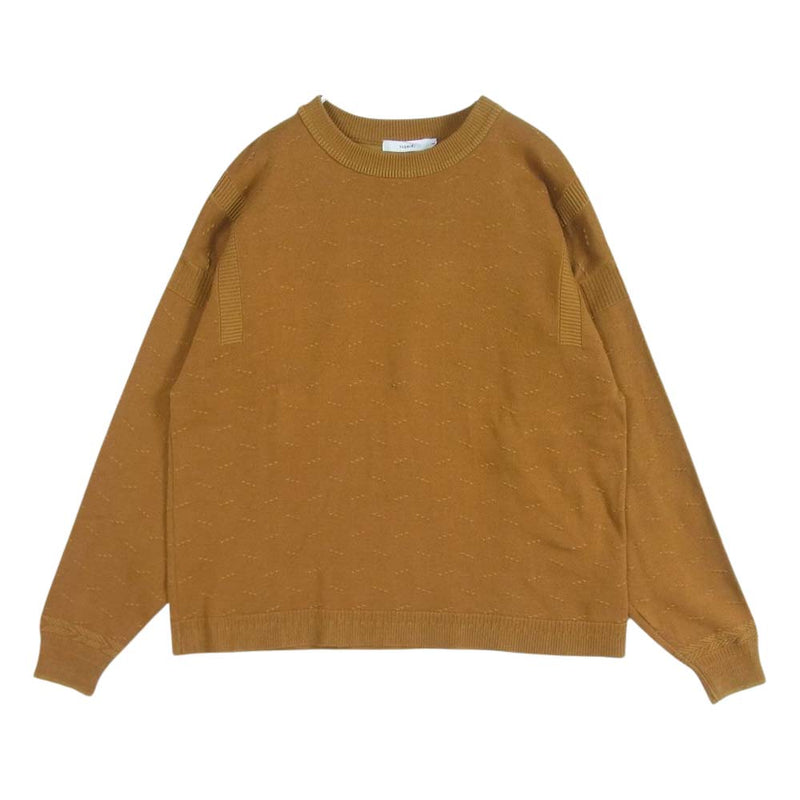 ヤシキ 18AW YSK-18AW-KN02 Tousei Knit くるみ編み リブ クルーネック 長袖ニット 黄茶橙系 1【中古】