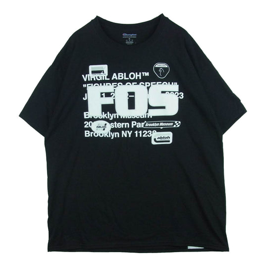 ヴァージル アブロー  Champion チャンピオン 回顧展 記念 半袖 Tシャツ ブルックリン美術館 ブラック系 XL【中古】