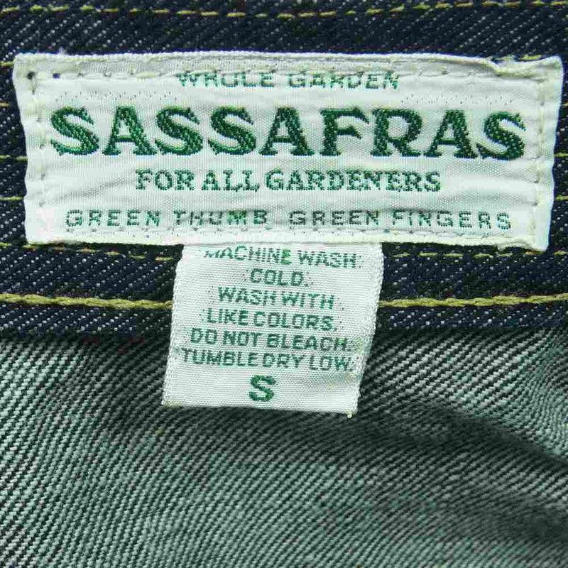 SASAFRAS ササフラス SF-211840 FALL Leaf Gardener Pants 13.5oz denim フォール リーフ ガーデナー デニム パンツ インディゴブルー系 S【新古品】【未使用】【中古】