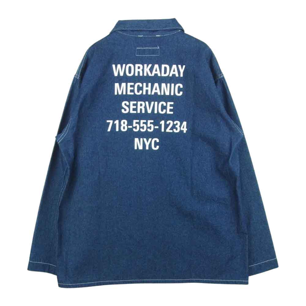 Engineered Garments エンジニアードガーメンツ WORKADAY バックプリント デニム カバーオール ジャケット インディゴブルー系 S【極上美品】【中古】