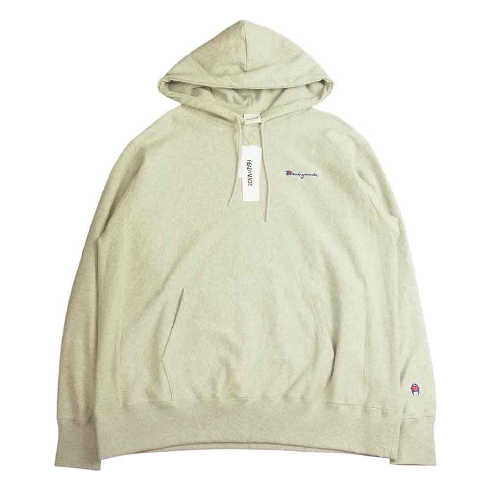 READY MADE レディメイド RM-J01-0000-021 HOODIE 胸ロゴ刺繍 プルオーバー パーカー グレー グレー系 L【新古品】【未使用】【中古】