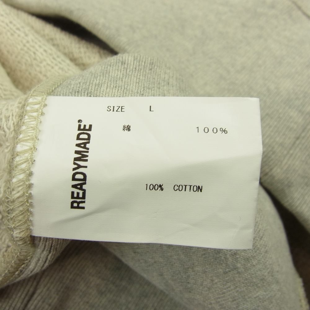 READY MADE レディメイド RM-J01-0000-021 HOODIE 胸ロゴ刺繍 プルオーバー パーカー グレー グレー系 L【新古品】【未使用】【中古】