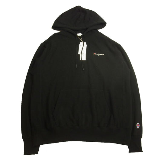 READY MADE レディメイド RM-J01-0000-020 HOODIE 胸ロゴ刺繍 プルオーバー パーカー ブラック ブラック系 L【新古品】【未使用】【中古】