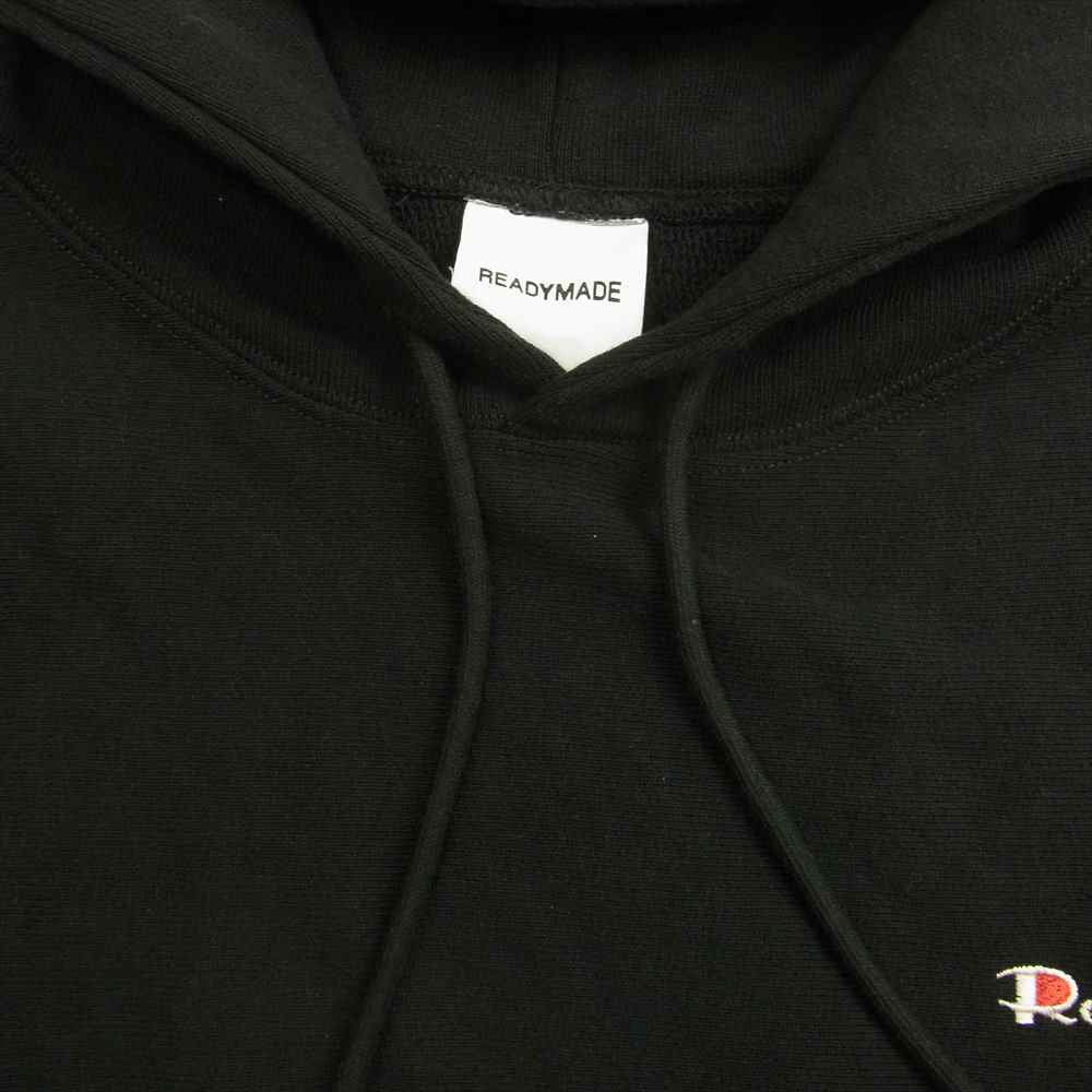 READY MADE レディメイド RM-J01-0000-020 HOODIE 胸ロゴ刺繍 プルオーバー パーカー ブラック ブラック系 L【新古品】【未使用】【中古】