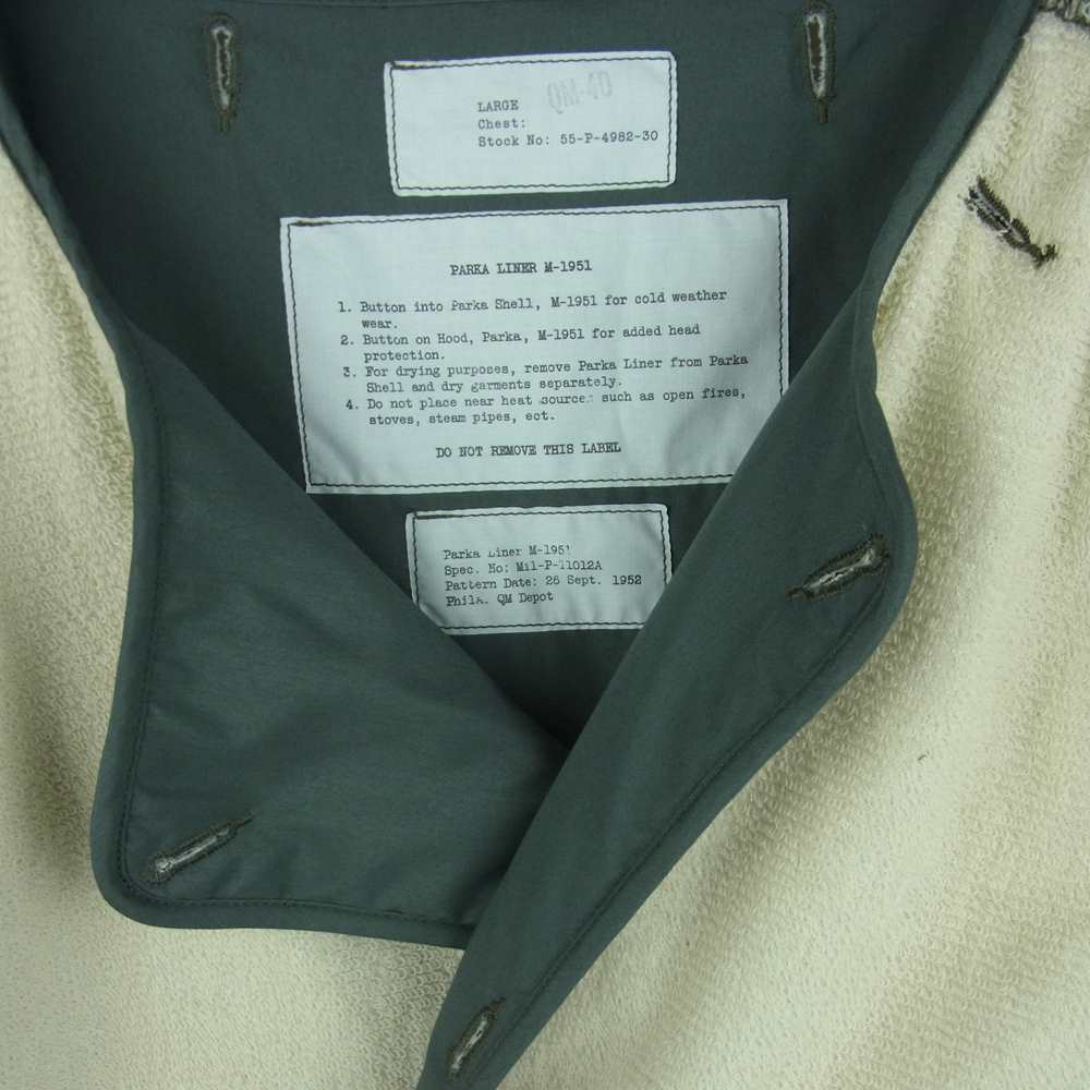 The REAL McCOY'S ザリアルマッコイズ PARKA LINER M-1951 ライナー ジャケット クリーム系 L【中古】