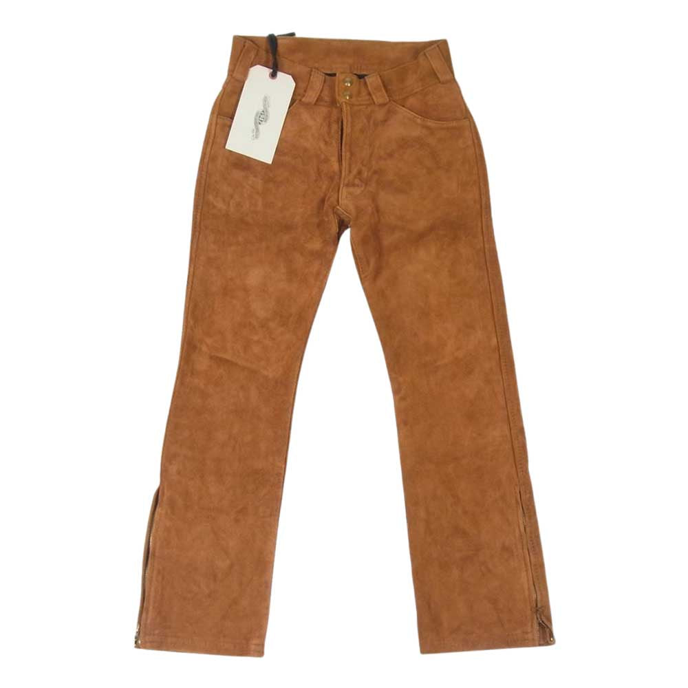 LANGLITZ LEATHERS ラングリッツレザーズ WESTERNS Roughout Leather ラフアウト レザー スエード パンツ オレンジ系 ※サイズ表記なし【中古】