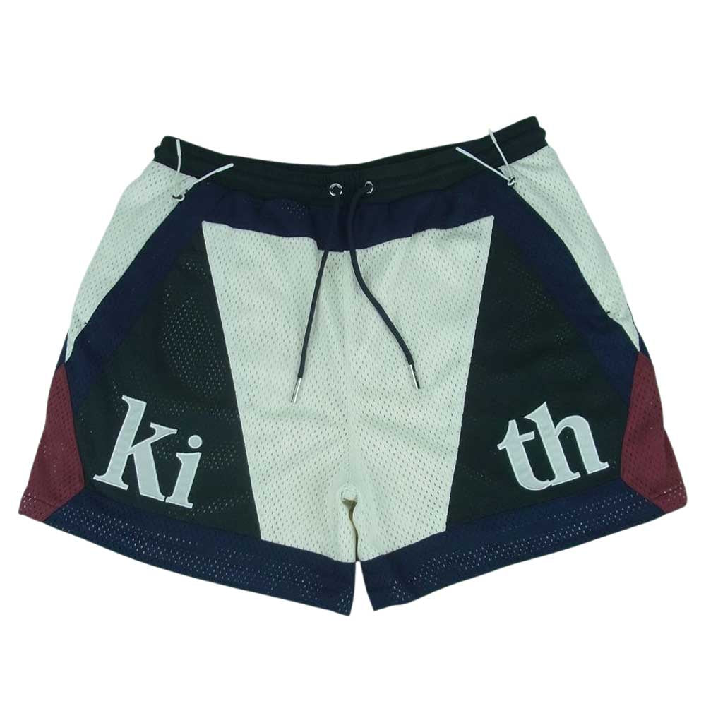 キス 国内正規品 MONDAY PROGRAM ロゴパッチ メッシュ ショーツ ハーフ ショート パンツ オフホワイト系 マルチカラー系 M【中古】