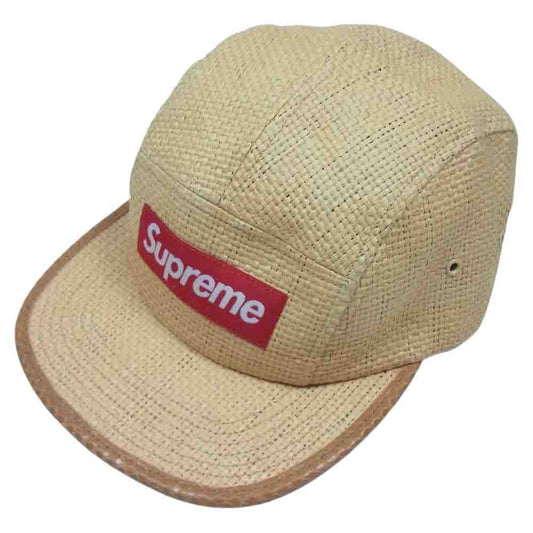 Supreme シュプリーム 20SS Raffia Camp Cap ラフィア 麦わら ボックスロゴ キャンプ キャップ ライトブラウン系【中古】