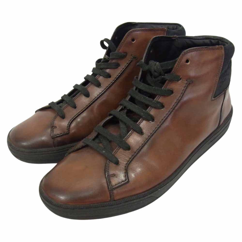 Berluti ベルルッティ カリグラフィー レザー ハイカット スニーカー ブーツ ブラウン系 ブラック系 8【中古】