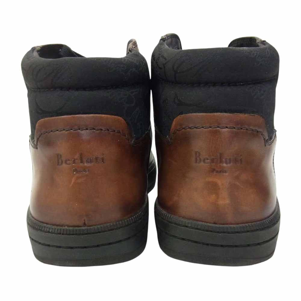 Berluti ベルルッティ カリグラフィー レザー ハイカット スニーカー ブーツ ブラウン系 ブラック系 8【中古】