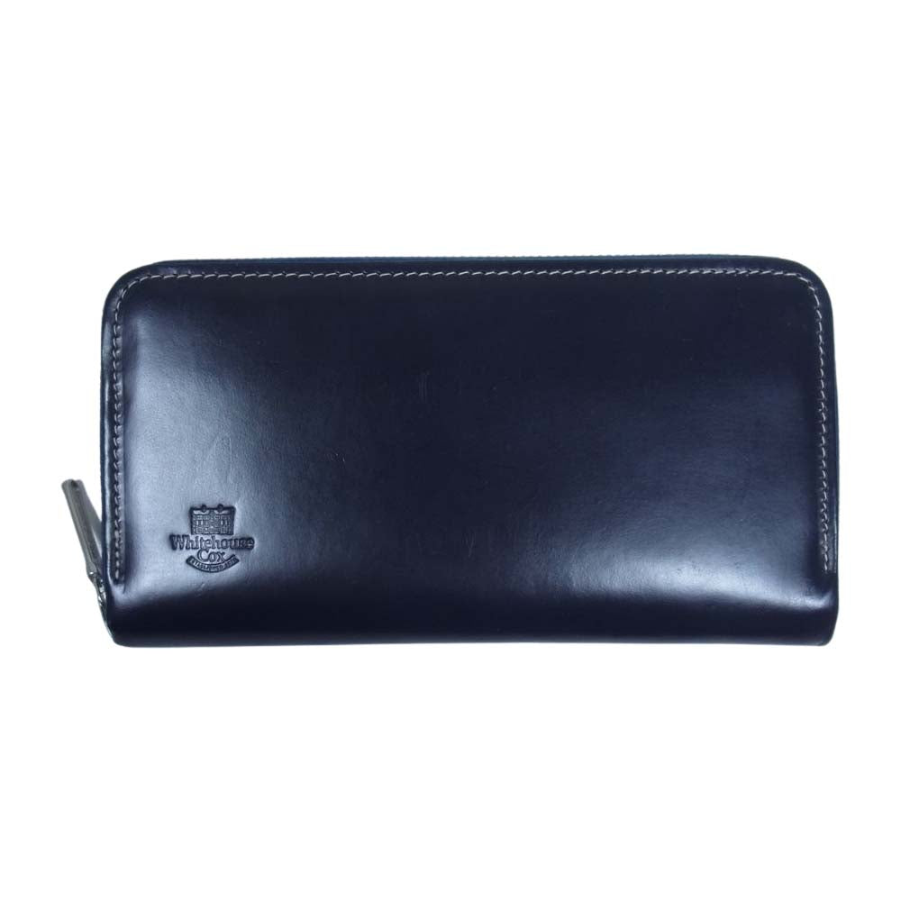 WHITE HOUSE COX ホワイトハウスコックス S2622-6 HOLIDAY LINE ブライドルレザー ロング ジップ ウォレット ネイビー系【極上美品】【中古】