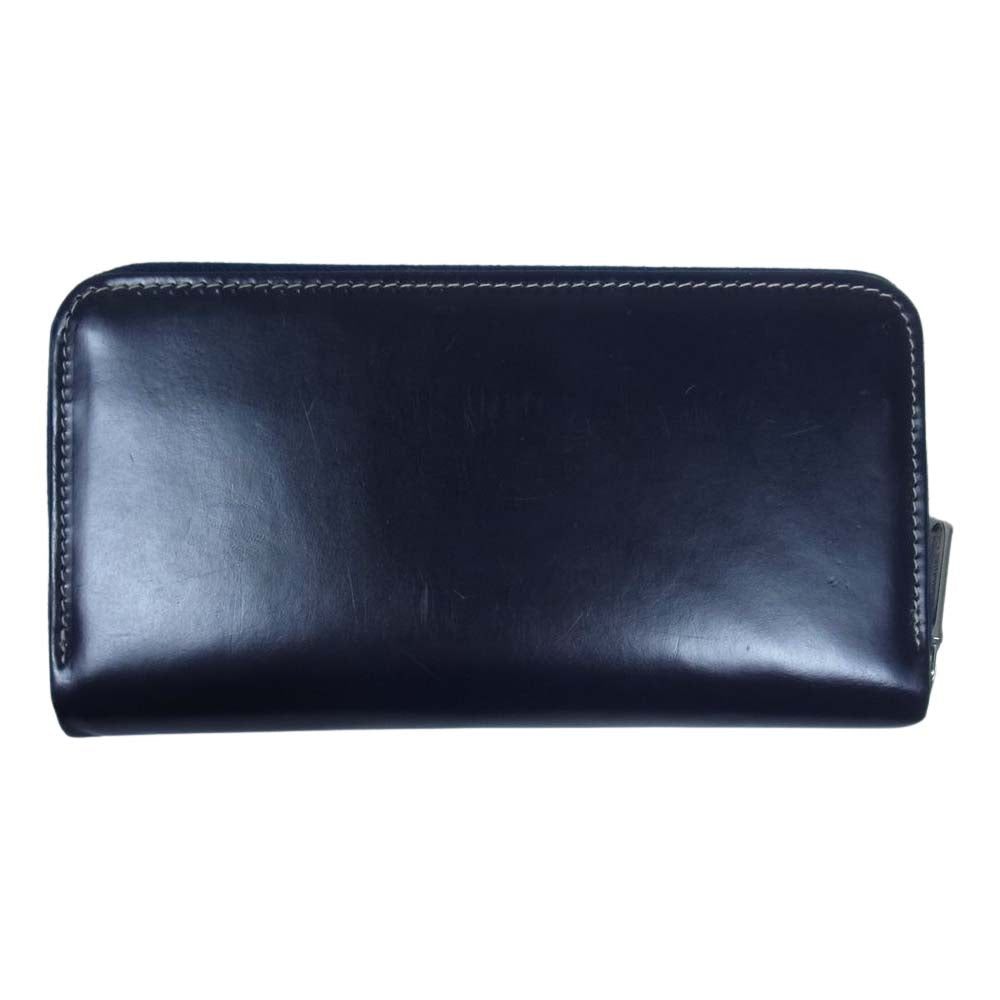 WHITE HOUSE COX ホワイトハウスコックス S2622-6 HOLIDAY LINE ブライドルレザー ロング ジップ ウォレット ネイビー系【極上美品】【中古】
