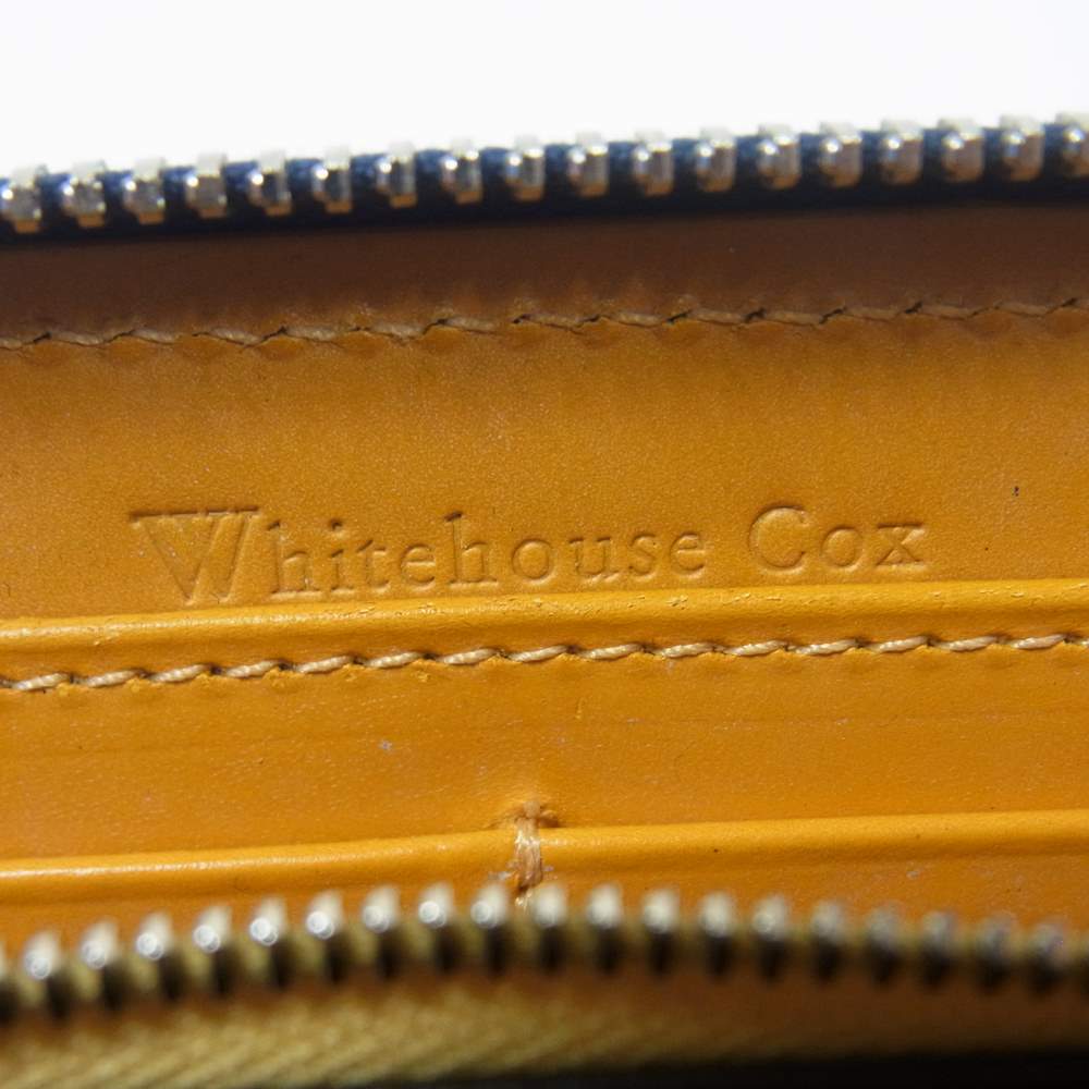 WHITE HOUSE COX ホワイトハウスコックス S2622-6 HOLIDAY LINE ブライドルレザー ロング ジップ ウォレット ネイビー系【極上美品】【中古】