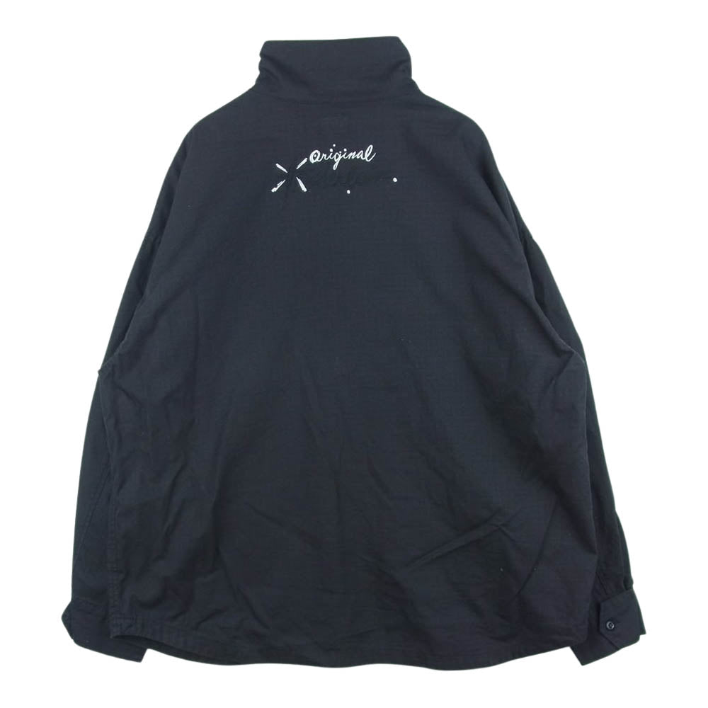 TENDERLOIN テンダーロイン MOCK BDU RIP STOP JKT バック刺繍 モックネック リップストップ ミリタリー シャツ ジャケット 紫みの暗いネイビー系 M【中古】