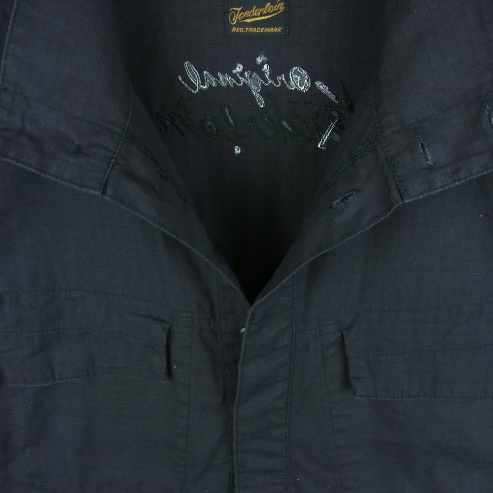 TENDERLOIN テンダーロイン MOCK BDU RIP STOP JKT バック刺繍 モックネック リップストップ ミリタリー シャツ ジャケット 紫みの暗いネイビー系 M【中古】