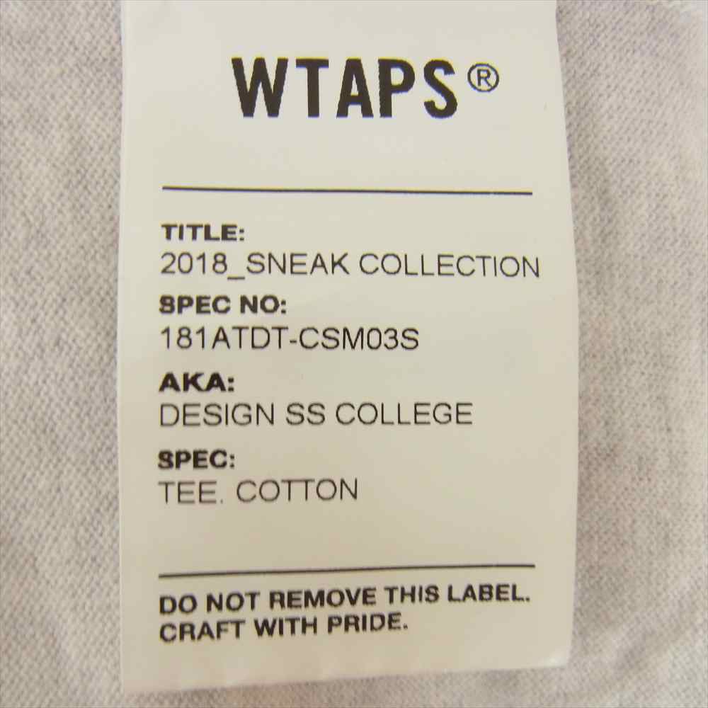 WTAPS ダブルタップス 18SS 181ATDT-CSM03S DESIGN SS COLLEGE TEE カレッジ 半袖 Tシャツ グレー系 グレー系 X02【中古】