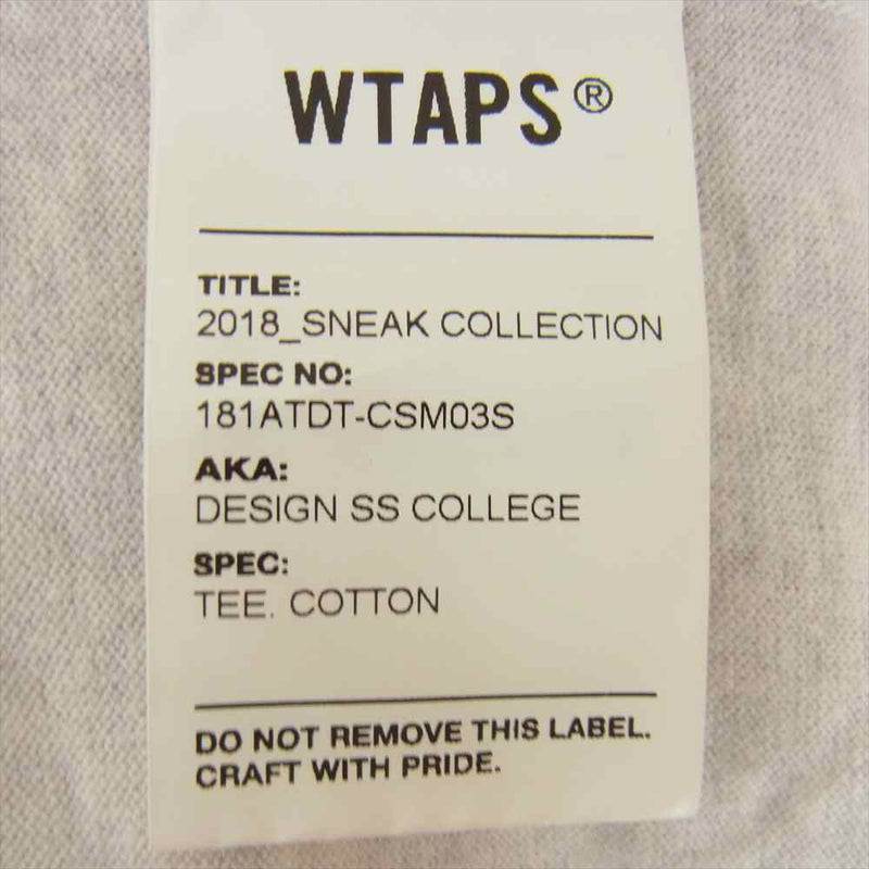 WTAPS ダブルタップス 18SS 181ATDT-CSM03S DESIGN SS COLLEGE TEE
