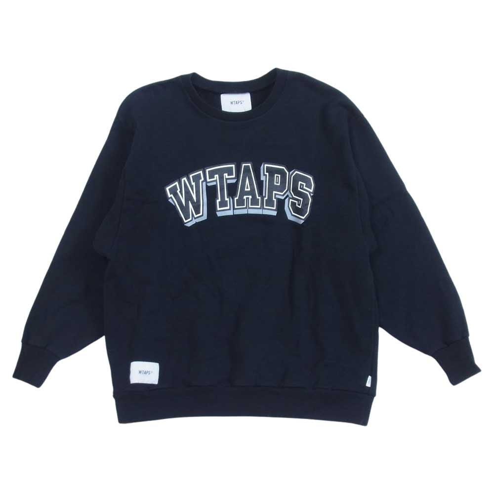 WTAPS ダブルタップス 20SS 201ATDT-CSM17 DAWN.DESIGN CREW NECK SWEATSHIRT ロゴ プリント クルーネック スウェット ブラック系 X 03【中古】