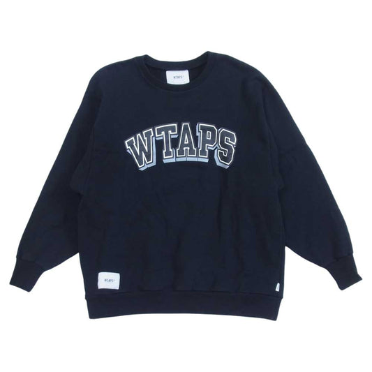 WTAPS ダブルタップス 20SS 201ATDT-CSM17 DAWN.DESIGN CREW NECK SWEATSHIRT ロゴ プリント クルーネック スウェット ブラック系 X 03【中古】
