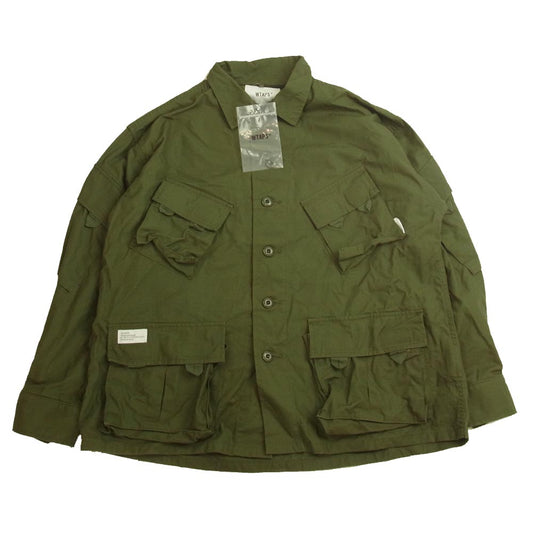 WTAPS ダブルタップス 21AW 212BRDT-SHM03 MODULAR LS COTTON RIPSTOP カモ 再構築 モジュラー コットン リップストップ 長袖 シャツ ジャケット  カーキ系 1【中古】