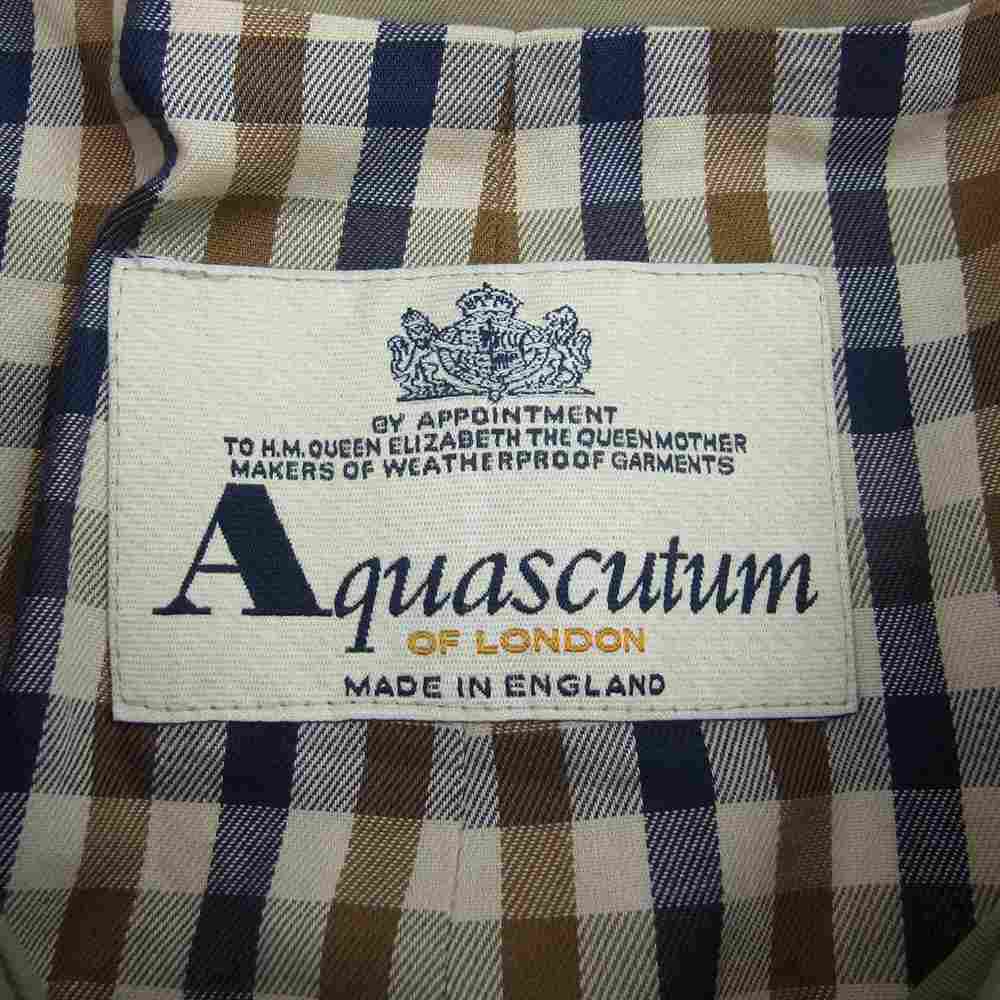 Aquascutum アクアスキュータム 英国製 旧タグ 裏地チェック トレンチコート カーキ系【中古】