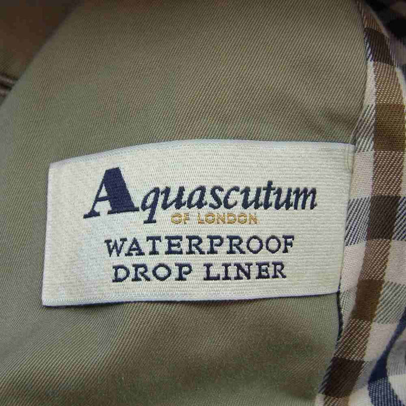 Aquascutum アクアスキュータム 英国製 旧タグ 裏地チェック トレンチコート カーキ系【中古】