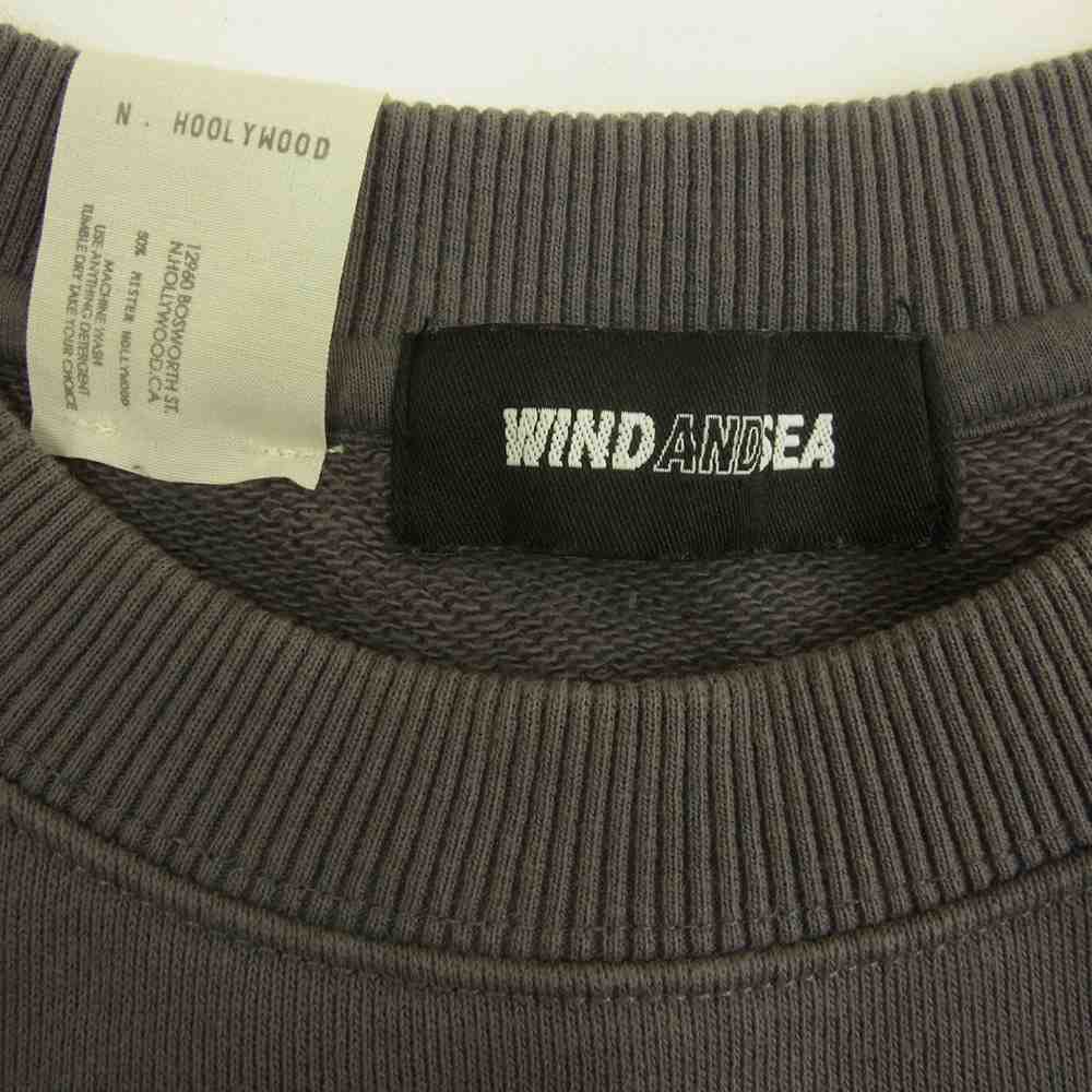 N.HOOLYWOOD エヌハリウッド NHWS-005 × WIND AND SEA ウィンダンシー ロゴ スウェット トレーナー グレー系 S【中古】