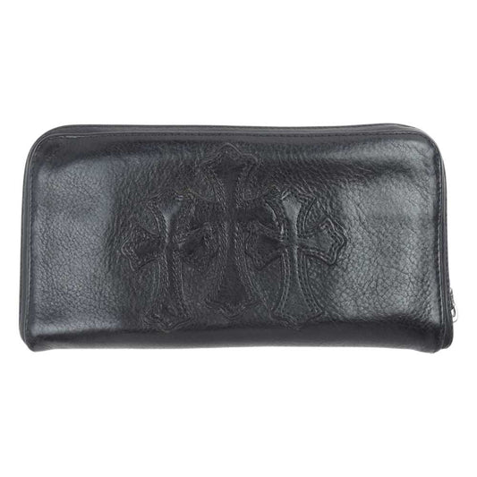 CHROME HEARTS クロムハーツ（原本無） REC F ZIP セメタリー クロス ラウンドジップ ウォレット ブラック系【中古】