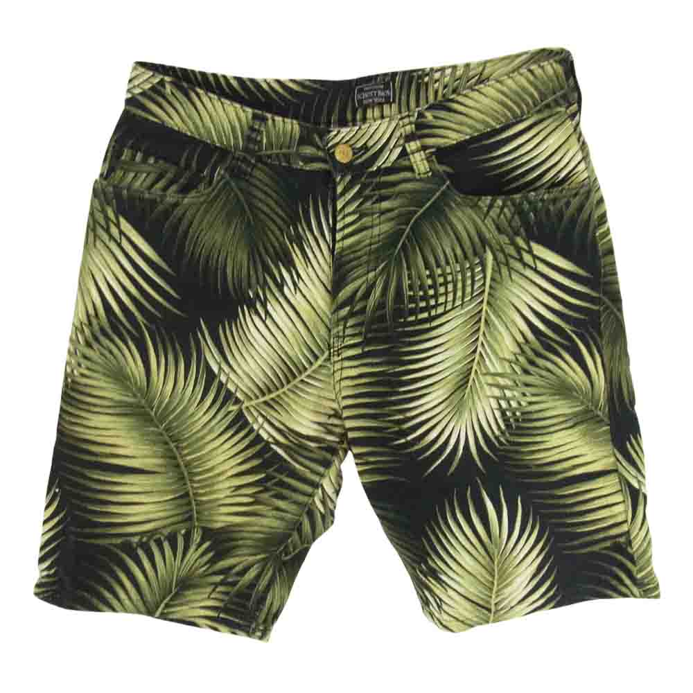 schott ショット リーフ 総柄 コットン ショーツ ハーフ パンツ グリーン系 30【中古】