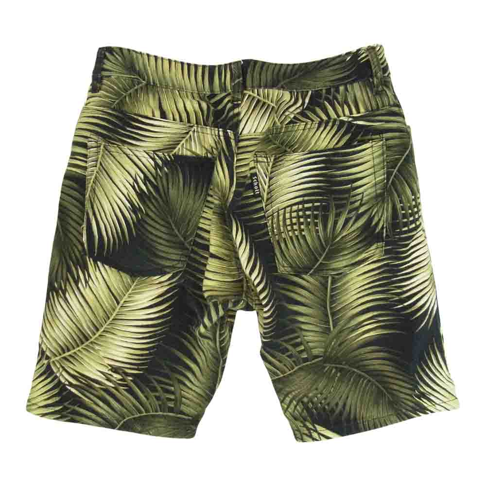 schott ショット リーフ 総柄 コットン ショーツ ハーフ パンツ グリーン系 30【中古】