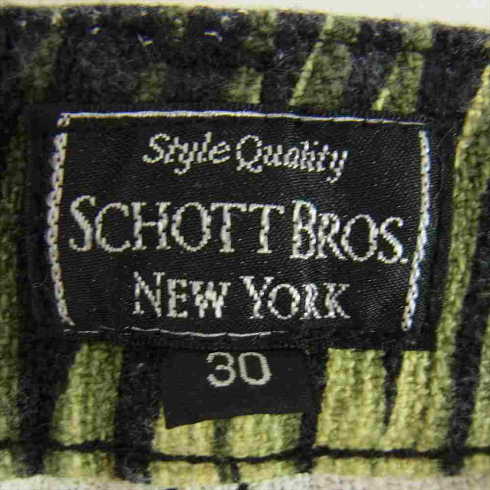 schott ショット リーフ 総柄 コットン ショーツ ハーフ パンツ グリーン系 30【中古】