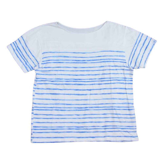 PORTER CLASSIC ポータークラシック アーティストボーダー ペイント ボートネック 半袖 Tシャツ 白青系 1【中古】