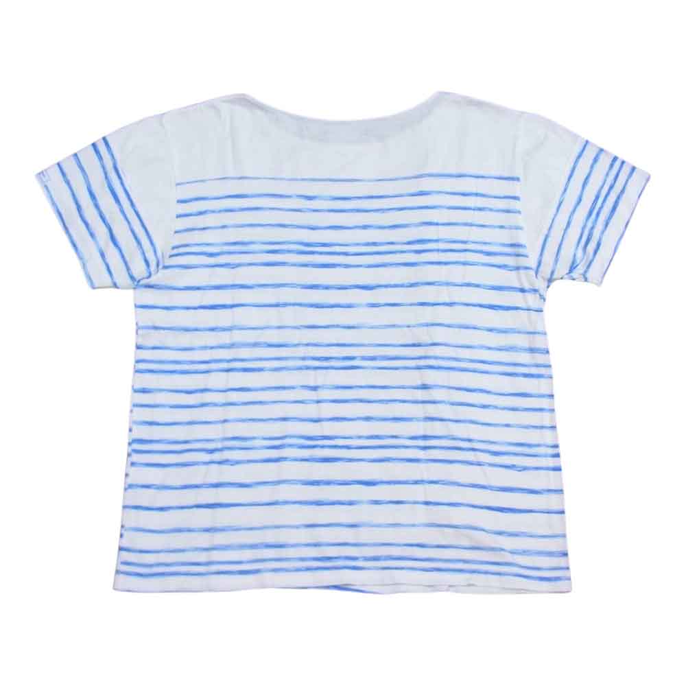 PORTER CLASSIC ポータークラシック アーティストボーダー ペイント ボートネック 半袖 Tシャツ 白青系 1【中古】