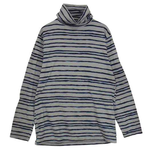 PORTER CLASSIC ポータークラシック ペイント ボーダー タートルネック 長袖 Tシャツ グレー系 M【中古】