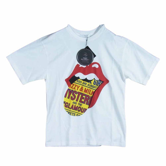 HYSTERIC GLAMOUR ヒステリックグラマー THEE HYSTERIC XXX 22SS 06221CT07 THE ROLLING STONES RS x DIZZY&MILKY ローリングストーンズ プリント 半袖 Tシャツ ホワイト系 S【新古品】【未使用】【中古】