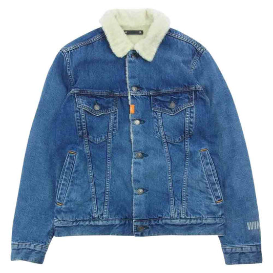 MINEDENIM マインデニム × WIND AND SEA ウィンダンシー 20AW 20MND-WAS001-85-012 DENIM BOA GJKT バックロゴ デニム ボア ジャケット ブルー系 1【美品】【中古】
