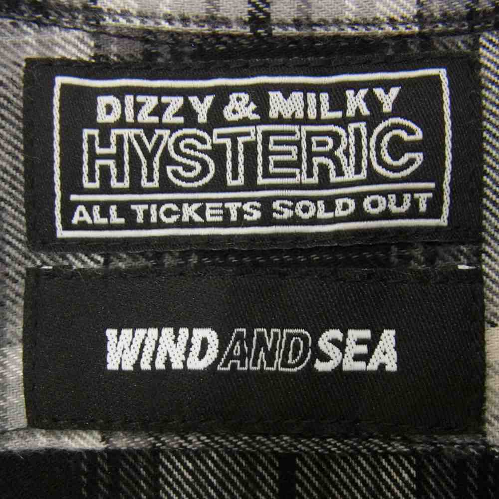 HYSTERIC GLAMOUR ヒステリックグラマー × WIND AND SEA ウィンダンシー WDS-HYS-3-04 CHECK SHIRT ロゴワッペン 長袖 チェック シャツ グレー系 ブラック系 S【新古品】【未使用】【中古】