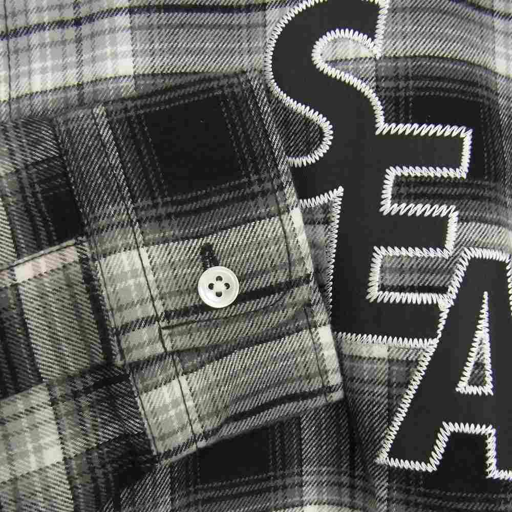 HYSTERIC GLAMOUR ヒステリックグラマー × WIND AND SEA ウィンダンシー WDS-HYS-3-04 CHECK SHIRT ロゴワッペン 長袖 チェック シャツ グレー系 ブラック系 S【新古品】【未使用】【中古】