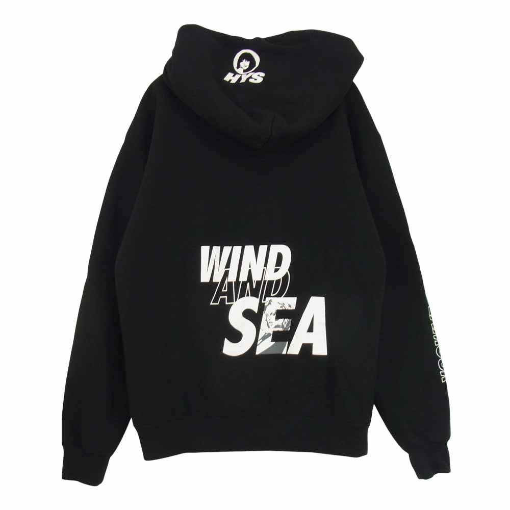 HYSTERIC GLAMOUR ヒステリックグラマー × WIND AND SEA ウィンダンシー 20AW 02203CF10 SEA HYS HOODIE ロゴプリント プルオーバー パーカー フーディ ブラック系 S【中古】
