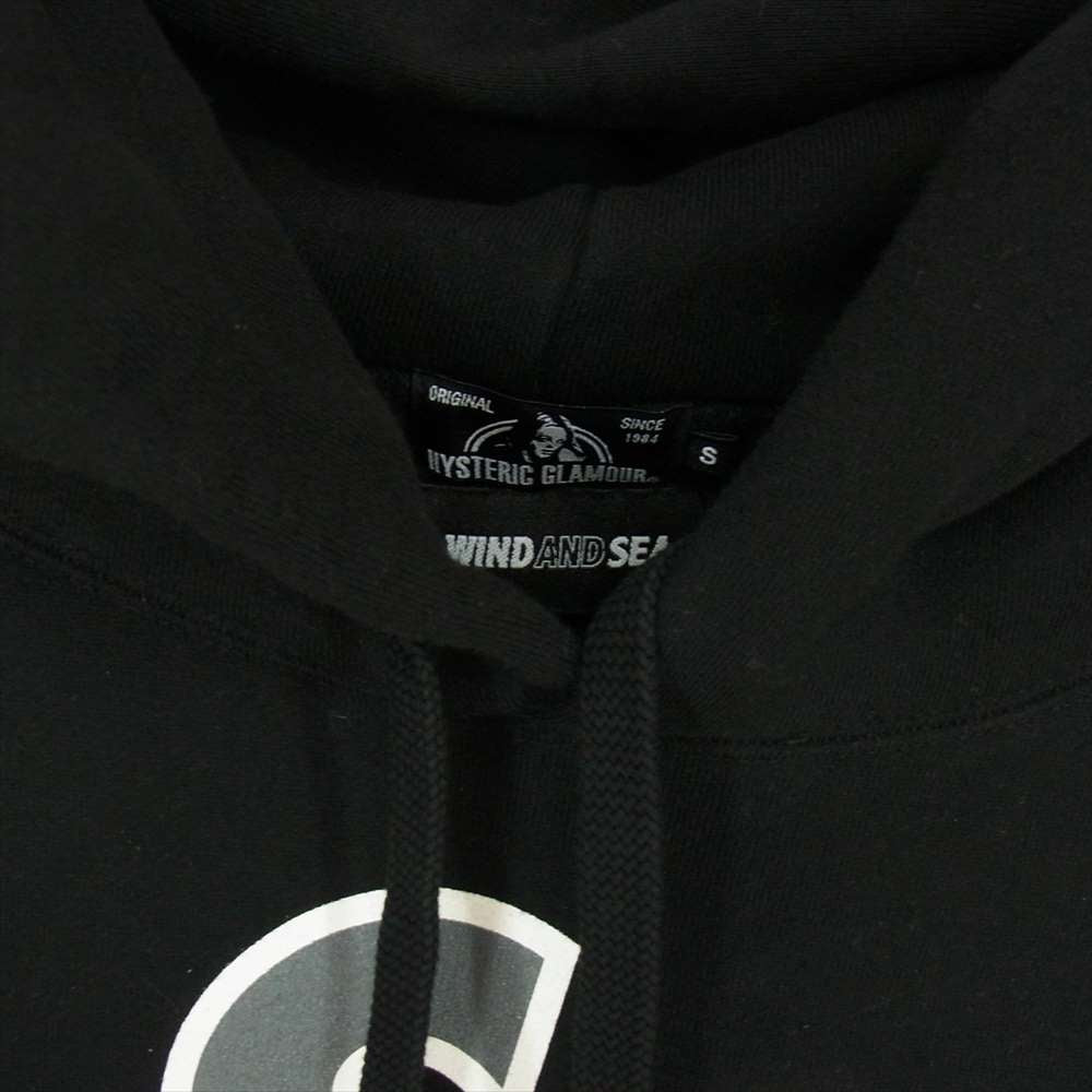 HYSTERIC GLAMOUR ヒステリックグラマー × WIND AND SEA ウィンダンシー 20AW 02203CF10 SEA HYS HOODIE ロゴプリント プルオーバー パーカー フーディ ブラック系 S【中古】