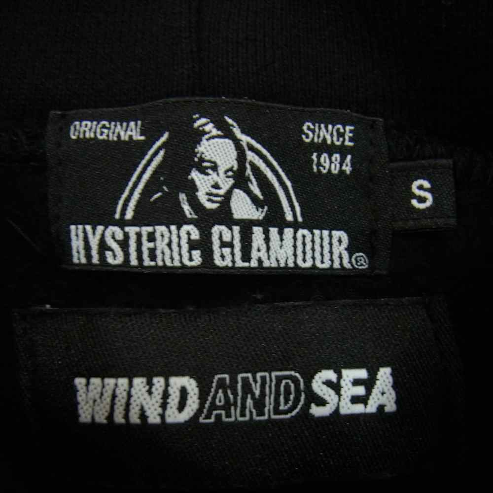 HYSTERIC GLAMOUR ヒステリックグラマー × WIND AND SEA ウィンダンシー 20AW 02203CF10 SEA HYS HOODIE ロゴプリント プルオーバー パーカー フーディ ブラック系 S【中古】