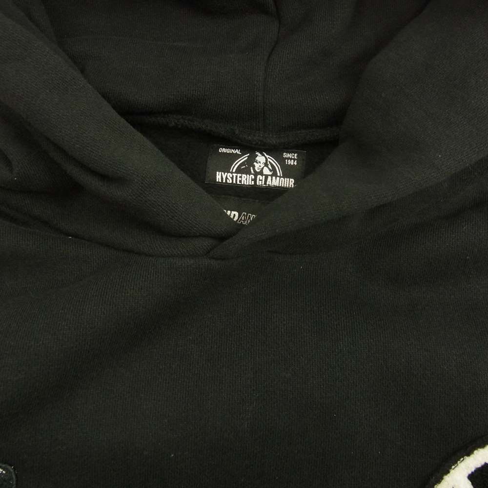 HYSTERIC GLAMOUR ヒステリックグラマー × WIND AND SEA ウィンダンシー 20AW WDS-HYS-2-02 HOODIE ロゴ刺繍 ワッペン プルオーバー パーカー フーディ ブラック系 S【中古】