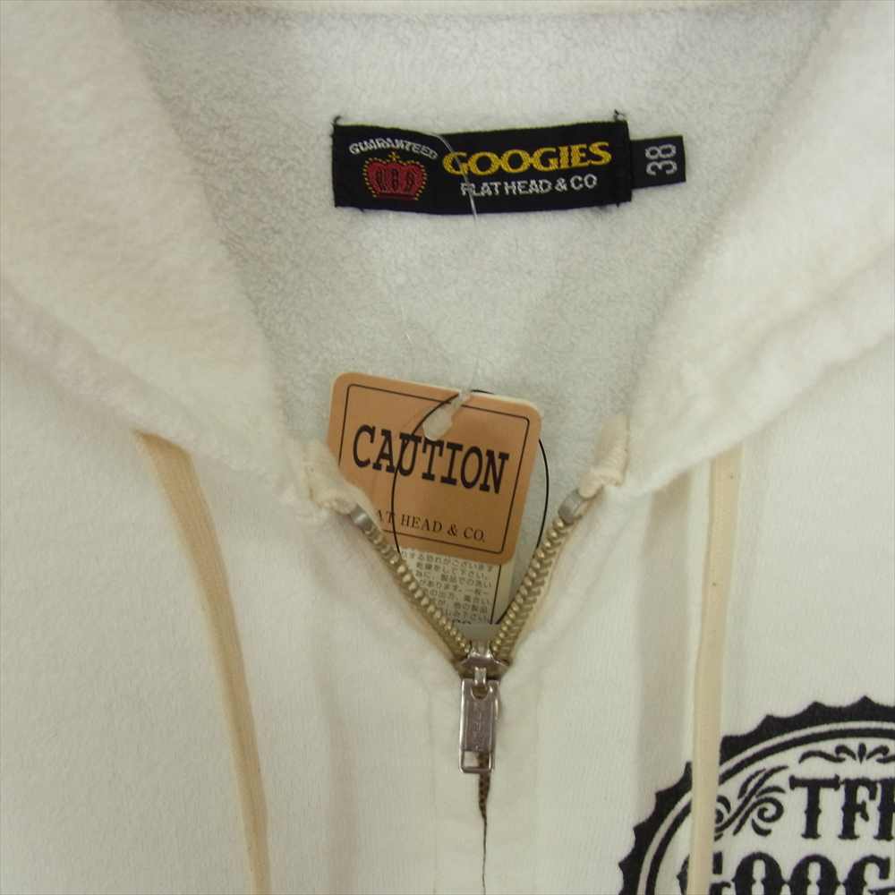 THE FLAT HEAD ザフラットヘッド GOOGIES スウェット ジップ パーカー ホワイト系 38【中古】