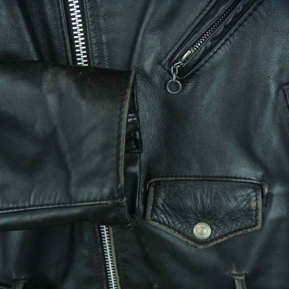 schott ショット 618 バイクタグ ダブル ライダース ジャケット レザー USA製 ブラック系 38【中古】