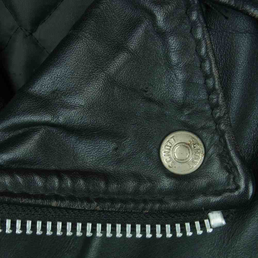 schott ショット 618 バイクタグ ダブル ライダース ジャケット レザー USA製 ブラック系 38【中古】